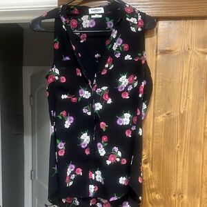 Express Black Floral Sleeveless Blouse